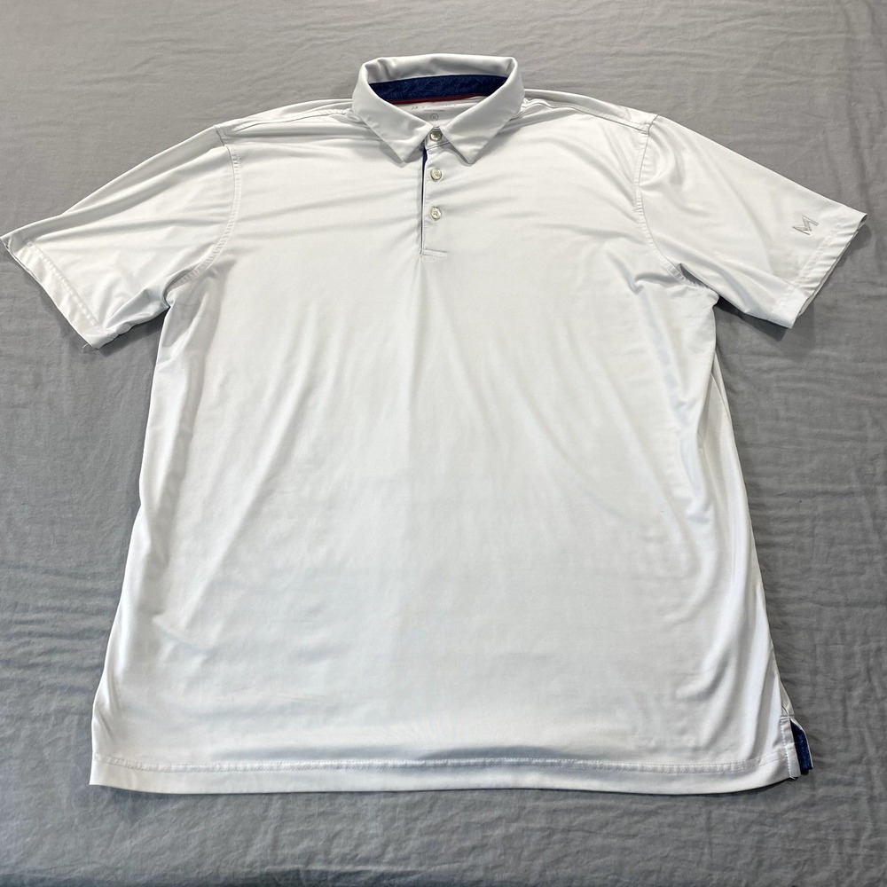 Maelreg‎ Polo Shirt Men XL White Stretch Performance Lightweight Golf Adult